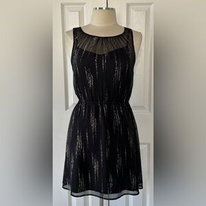 Frenchi Black & Gold Metallic Sheer Dress Size M